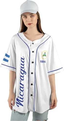 Vista 5 de Camiseta de béisbol de Nicaragua personalizada, camiseta de béisbol de Nicaragua personalizada para hombres y mujeres, camisas nicaragüenses