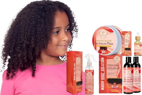 Vista 2 de MAKOF BEAUTY MASCARILLA DE CRECIMIENTO DEL CABELLO PARA NIÑOS, Con aceite de ricino y aceite de coco, hidrata, promueve el crecimiento del cabello