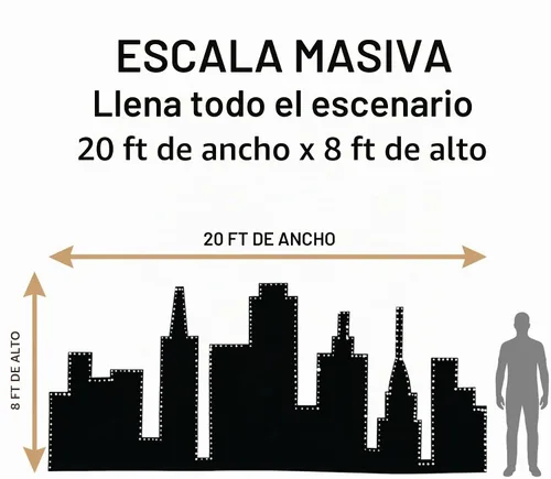Vista 2 de Black City Skyline Lifesize - Soporte de cartón horizonte de la ciudad negra