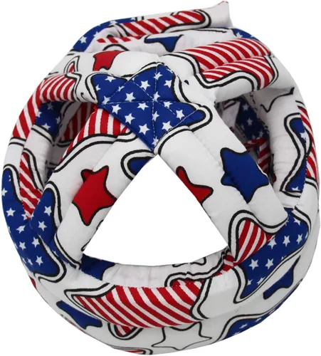 Vista 2 de Casco de seguridad para bebé, gorra protectora ajustable de algodón, protector de cabeza para niños, casco para caminar para gatear al bebé (blanco)