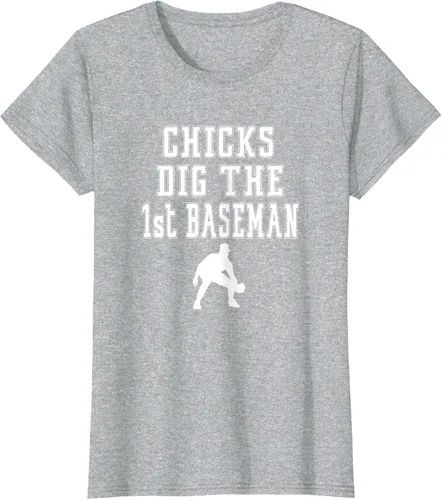 Vista 20 de Chicks Dig First Baseman - Camiseta de primera base Beisbol Player, Negro