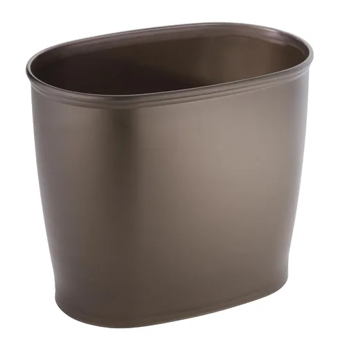 Vista 8 de iDesign - Cubo de basura delgado de plástico para baño, pequeño para dormitorio, oficina, escritorio, dormitorio, bronce Cubo de basura pequeño