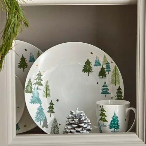 Vista 6 de Lenox 893565 Balsam Lane - Juego de vajilla de 12 piezas, verde, Navidad, alojamiento navideño