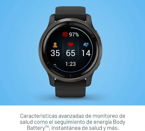 Vista 6 de Garmin Venu Reloj inteligente con GPS con monitoreo avanzado de salud y características de fitness