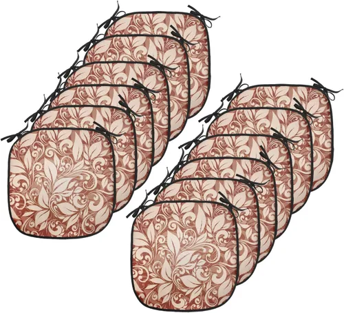 Vista 7 de Lunarable Floral Chair Cushion Pad, Flower Petal with Oriental Detail Culture Design, Seat Padding for Kitchen & Patio with Anti-Slip Backing