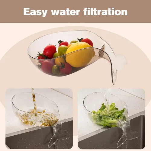 Vista 7 de Cesta de drenaje multifuncional, cesta de drenaje con boquilla, cuenco de drenaje multifuncional para frutas, verduras, cesta de drenaje, colador