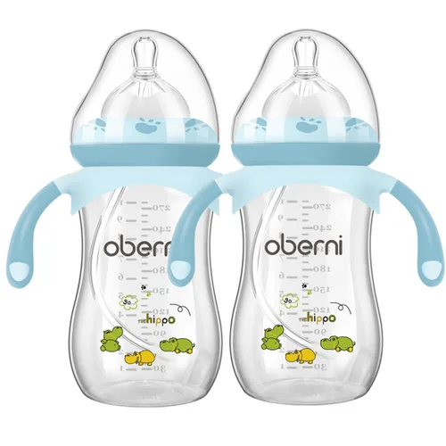 Vista 10 de Botellas para bebé Oberni, botellas de leche para niños con pajita con peso y asa antideslizante, tamaño + flujo rápido variable, 12+ meses, sin