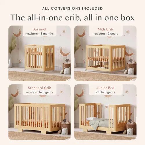 Vista 4 de Babyletto Yuzu - Cuna convertible 8 en 1 para todas las etapas - Kits de conversión para moisés, cuna de bebé midi a cama infantil, sofá cama, cuna