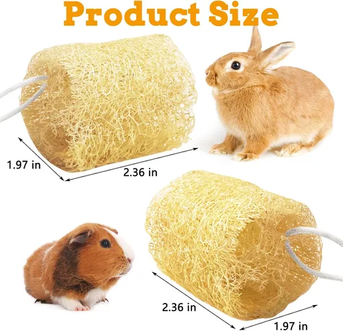Vista 2 de 12 piezas de juguetes masticables de conejo, juguete masticable natural de conejo, lufa, juguetes para moler dientes de chinchilla, conejillo