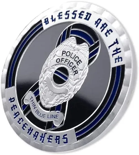 Vista 3 de U.S.Thin Blue Line Challenge Coin Oficial de policía Aplicación de la ley Moneda militar