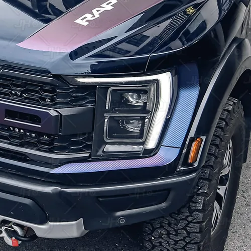 Vista 6 de JHO Kit de calcomanías de vinilo de grano de carbono morado para automóvil, calcomanías autoadhesivas para decorar Ford F-150 Raptor 2021 2022 2023