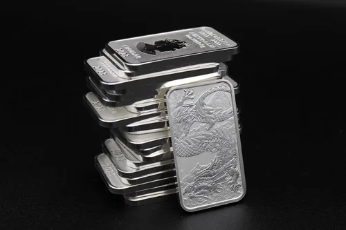 Vista 8 de 2018 - Presente (Año aleatorio) P 1 oz Lingote de Plata Australia Perth Mint Serie Dragón Moneda Rectangular Brillante sin Circular con Certificado