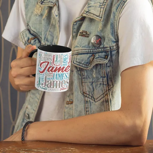 Vista 7 de Tazas de café personalizadas con arte de nube de palabras, 12 colores y 9 fuentes artísticas, 11 onzas. Regalos personalizados para parejas, hombres