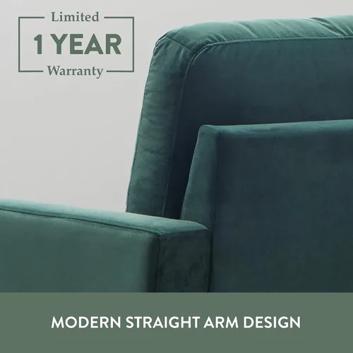 Vista 6 de Edenbrook Sofá tapizado Archer - Asientos Tres - Brazo Recto Diseño Moderno, Terciopelo Verde
