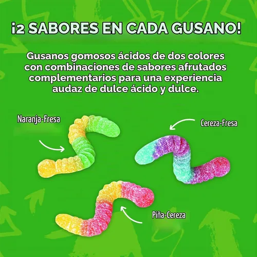 Vista 5 de ChewzMe Gusanos de Gomita Ácida, Dulces de Gomita Ácida, 6 oz (Paquete de 1)