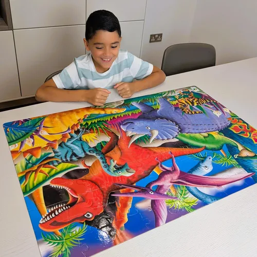 Vista 10 de The Learning Journey Puzzle Doubles que brilla en la oscuridad – Dinos – Rompecabezas preescolar de 100 piezas que brilla en la oscuridad