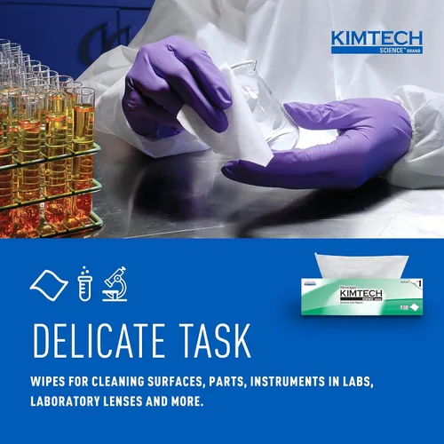 Vista 4 de Kimtech Science Kimwipes - Limpiaparabrisas desechables de 11-4/5 x 11-4/5 pulgadas 34133, paquete de 15, 2940 toallitas Caja emergente, hojas