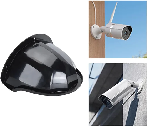 Vista 2 de Cubierta universal para cámara de protección solar y lluvia, protector de cámara de seguridad para exteriores, techo protector para cámaras de Negro