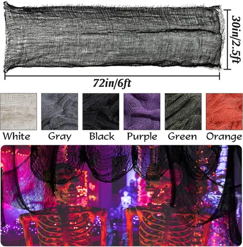 Vista 2 de Legigo Paquete de 6 paños espeluznantes de Halloween (30 x 72 pulgadas), gasa espeluznante para fiesta de Halloween, suministros de fiesta