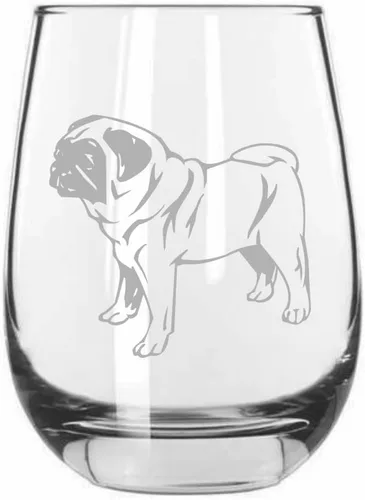 Vista 217 de Shar Pei (chino) - Vaso de vino sin tallo grabado para perro, 15.25 onzas