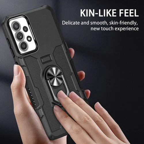 Vista 6 de Funda para Galaxy A52 4G/5G/Samsung A52S SM-A526U con protector de pantalla de vidrio templado, protección resistente, anillo de metal, cubierta