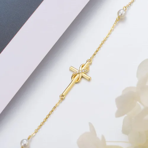 Vista 5 de Pulsera de oro de 14 quilates con dijes de oro real, joyería de Navidad, regalos para mujeres y niñas