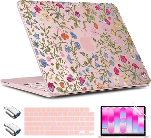 Vista 25 de TWOLSKOO Funda para MacBook Neo de 13 pulgadas 2026 A3404 A18 Pro Chip, funda rígida de plástico con adaptador tipo C, 2 fundas para cámara web