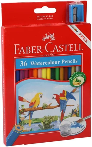 Vista 3 de Faber Castell - Lápices de acuarela con sacapuntas y pincel, juego de 48 lápices de acuarela