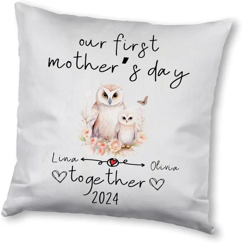 Vista 10 de Funda de almohada personalizada con diseño floral de búho, regalo para mamá, abuela, para ella