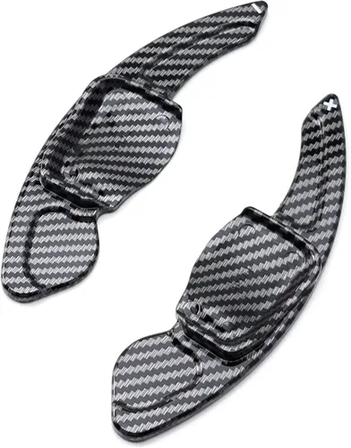 Vista 5 de iJDMTOY Patrón de fibra de carbono de tejido sarga/estilo extensiones de paleta grandes compatibles con Volkswagen MK6 Golf/GTI CC Tiguan Touareg