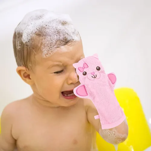 Vista 7 de Guantes de baño, guantes de ducha, guantes exfoliantes, guantes exfoliantes para la piel, guantes exfoliantes para el cuerpo, guantes para niños