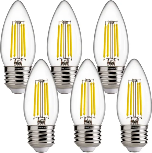 Vista 9 de FLSNT Bombillas LED de Araña Equivalentes a 40W, Bombillas LED Ámbar Regulables B11 E26 Base de Candelabro, 2200K Blanco Cálido, 330LM, Paquete de 6