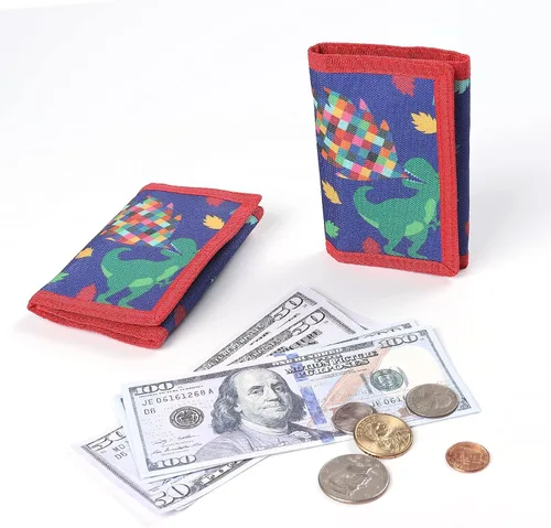 Vista 2 de SITADI Billetera para niños, pequeña cartera para niños con bolsillo con cremallera, bonita caricatura, triple pliegue, lona, regalos de Navidad