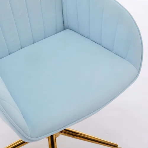Vista 4 de Silla de oficina en casa de terciopelo con base dorada, cómoda y moderna silla de escritorio, silla giratoria ajustable para sala de estar