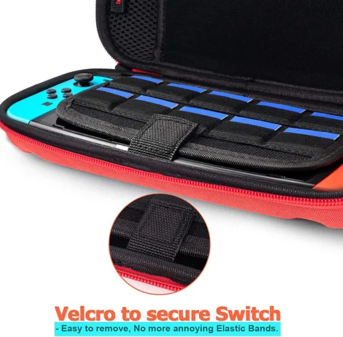 Vista 3 de Deruitu Switch - Funda de transporte compatible con Nintendo Switchmodelo OLED, adaptador de cargador de CA, con 20 cartuchos de juego, funda rígida