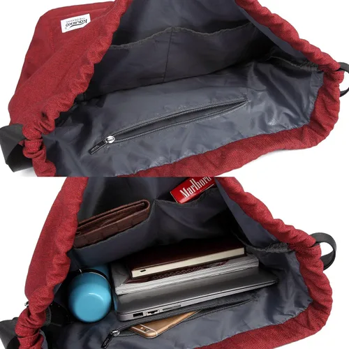 Vista 8 de Mochila deportiva con cordón para gimnasio, yoga, mochila de hombro, para hombres y mujeres, Rojo), K1031-30