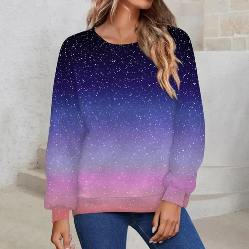 Vista 4 de Sudadera con capucha para mujer, con bloques de color, manga larga, cuello redondo, casual, cómoda, holgada, ligera