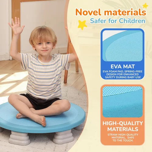 Vista 2 de Bounce Board, Mini Trampoline for Kids, Toddlers Trampoline Indoor, Sensory Toys, Autism Sensory Products, Baby Jump Toy Recreational Azul