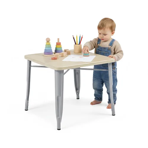 Vista 8 de Delta Children Mesa de juego infantil Bistro - Ideal para manualidades, hora de la merienda, educación en casa, tareas y más, Metal Aqua/Abedul