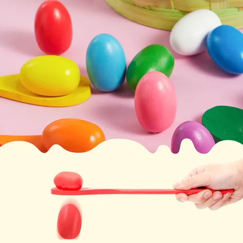 Vista 4 de JOYIN Juego de 24 piezas de huevos de Pascua y cuchara, juego de relevo de huevos de Pascua y cuchara, para 12 jugadores, juego de relevo de huevos