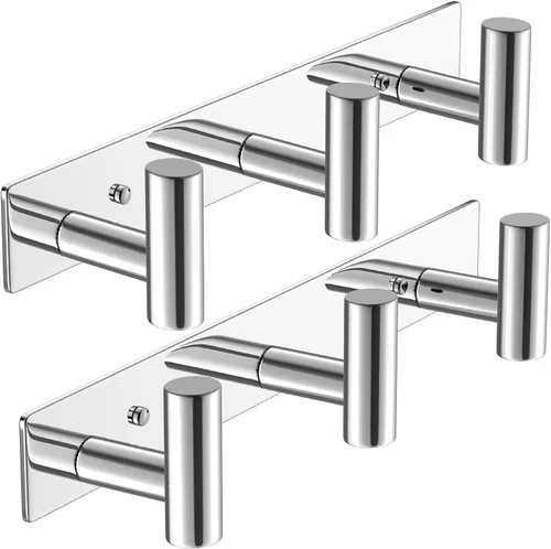 Vista 13 de VAEHOLD Perchero resistente de pared para colgar abrigos, ropa, batas, toallas y sombreros, con 3 ganchos, color negro
