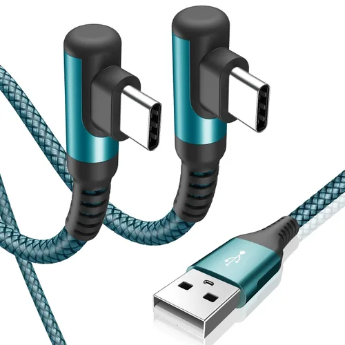 Vista 15 de sweguard Cable de carga USB tipo C en ángulo recto [2 unidades, 1.5 pies] 3.1A cable trenzado de nailon para iPhone 17, 16, 15 Pro Max Plus, iPhone