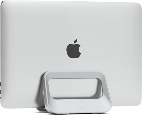 Vista 8 de Soporte vertical para computadora de escritorio, soporte de plástico para laptop con protección de silicona, compatible con todos los Negro