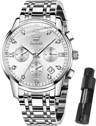 Vista 23 de OLEVS Reloj multifunción para hombre, cronógrafo luminoso impermeable con Negro/Negro