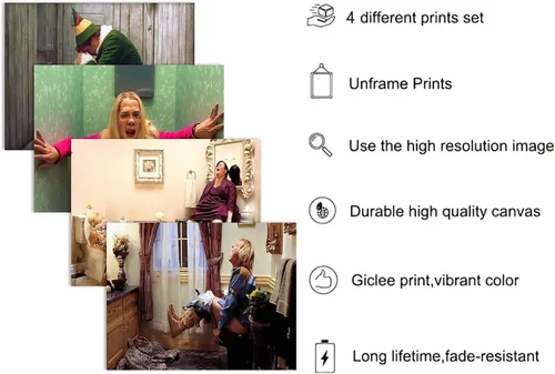 Vista 5 de Juego de 4 pósters de arte de pared de baño divertidos de TWNSLLA - Arte de humor de la película "Dumb and Dumber" para la habitación, divertidos