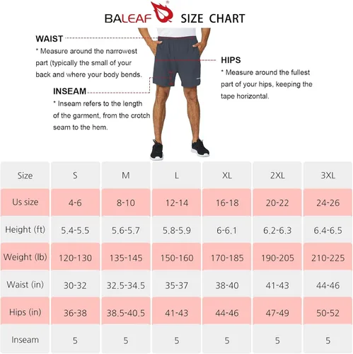 Vista 6 de BALEAF Mens 5 Running Athletic Shorts Workout Lightweight Zipper Pocket