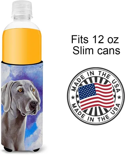 Vista 4 de Caroline's Treasures 7063MUK Weimaraner Azure Skies Ultra Hugger para latas delgadas para latas delgadas, funda para enfriar, lavable a máquina