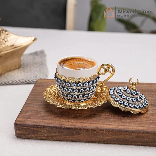 Vista 2 de Alisveristime Juego de tazas de café turco, auténtico café turco griego árabe con platillo (¡mejora tu experiencia de café ahora!) (1 unidad)