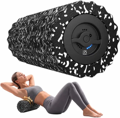 Vista 8 de FITINDEX - Rodillo de espuma vibratoria para ejercicio, 5 velocidades de vibración, recargable Yoga Roller, Electric Roller for Deep Tissue Gris
