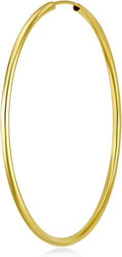 Vista 5 de Arete de aro de oro amarillo de 14 quilates de 2 mm de grosor, 9 diferentes tamaños disponibles.